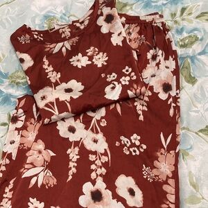 Joyfolie Floral Kids Pajama Set - Rust and White